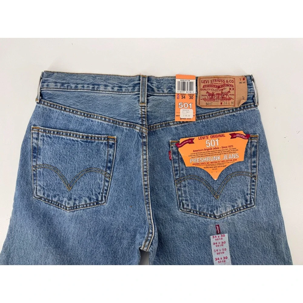 Vintage Levi's 501xx Dead Stock 34x30 Jeans Mens Button Fly Blue‎ New Bat Wing